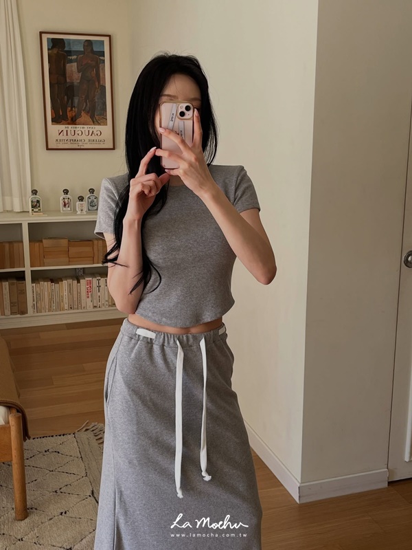小墊肩棉質腰頭套裝